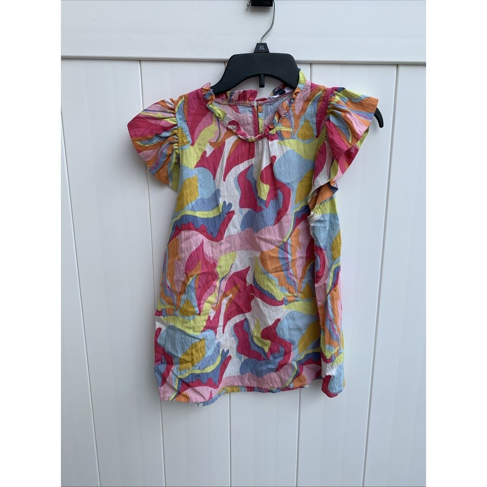 Michelle Mcdowell Woman Blouse Top Multicolor Ruffle Sleeve Sz Small Rayon Nylon
